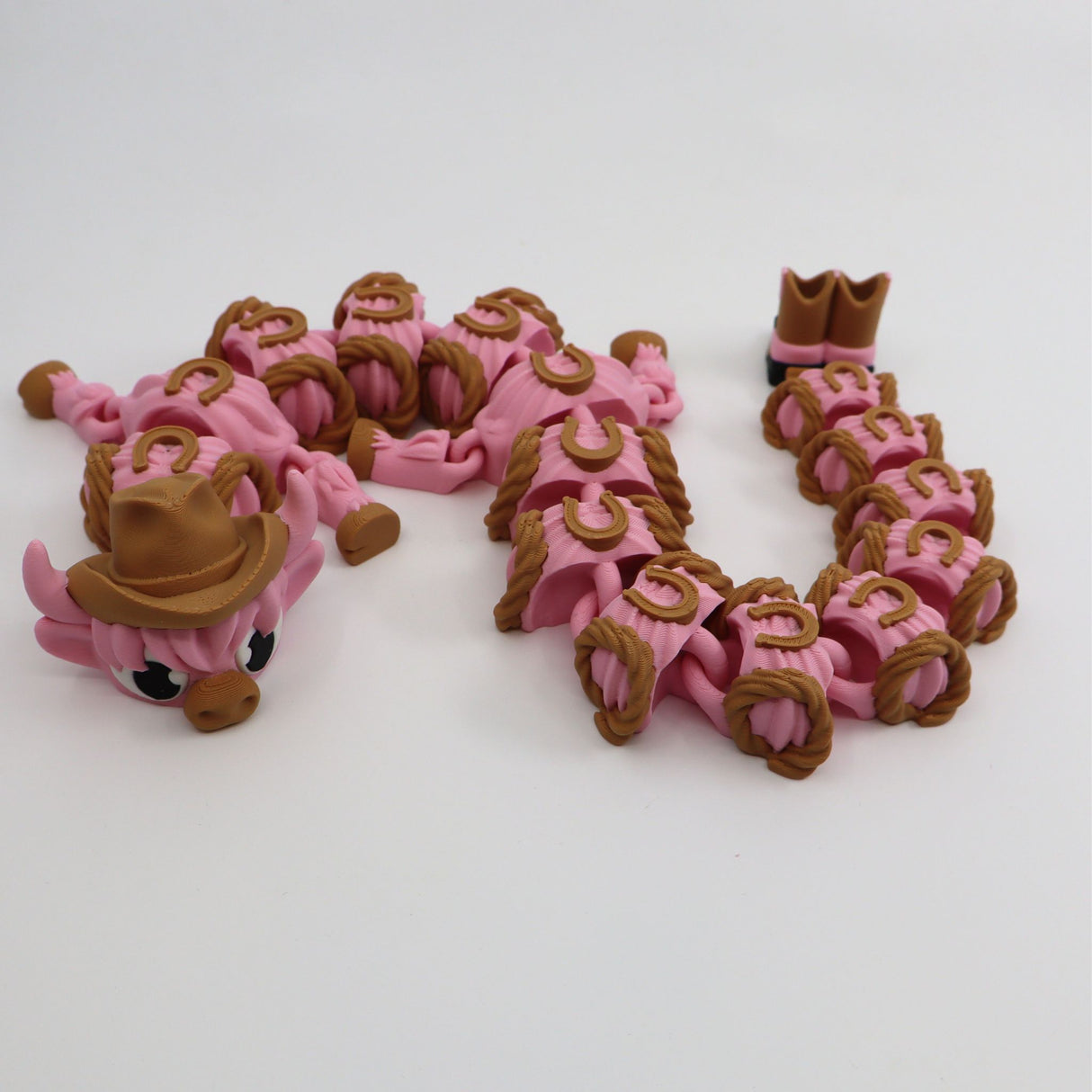 Adorable Pink Highland Cow Dragon with Cowboy Hat and Boots