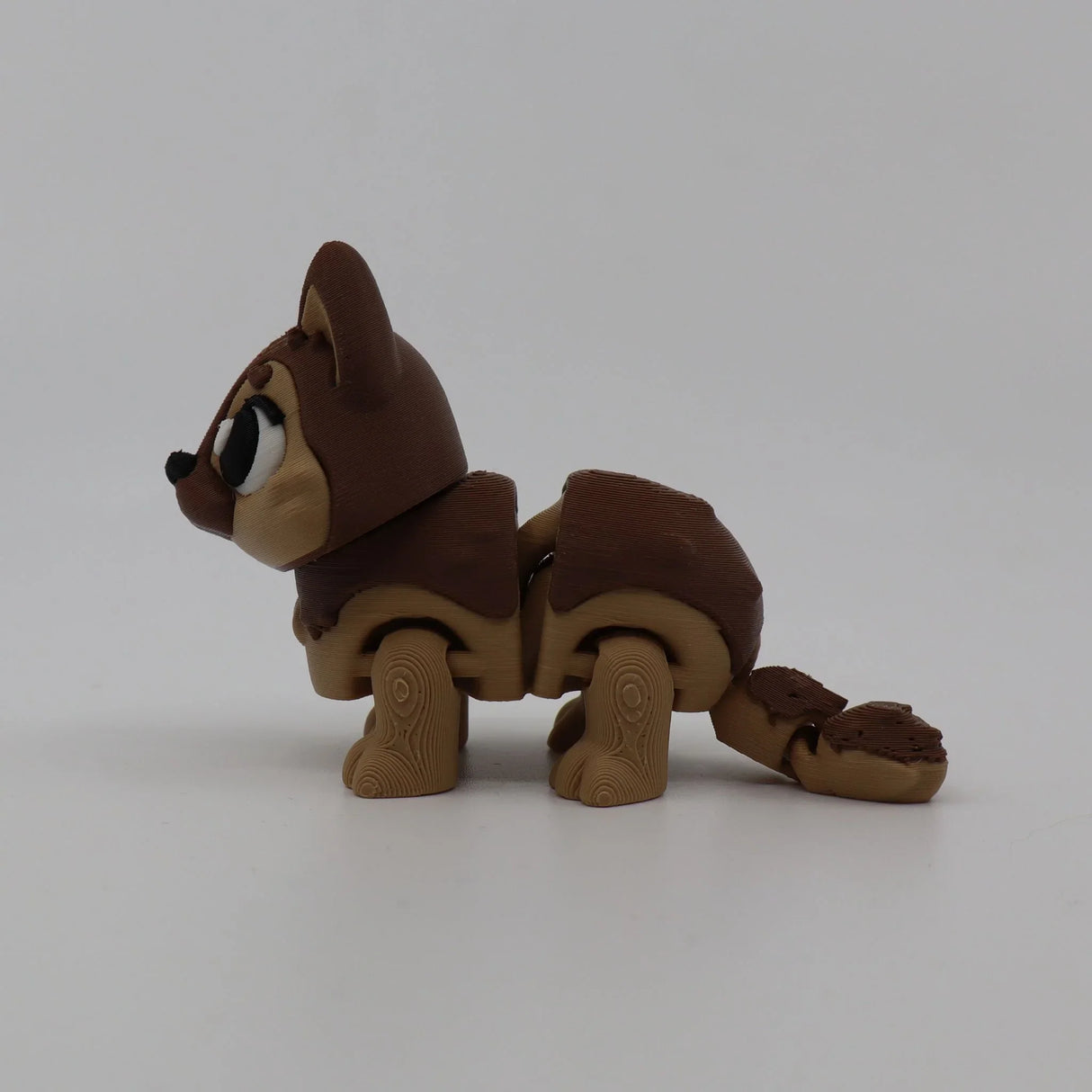 3D printed flexi fox fidget toy for sensory play, featuring articulated joints and cute design