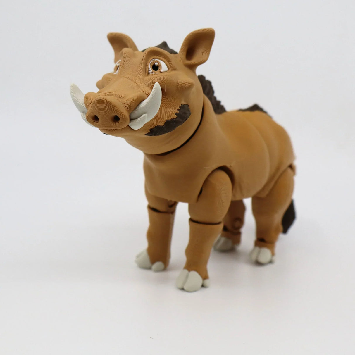 3D printed warthog sensory toy with movable joints on a white background