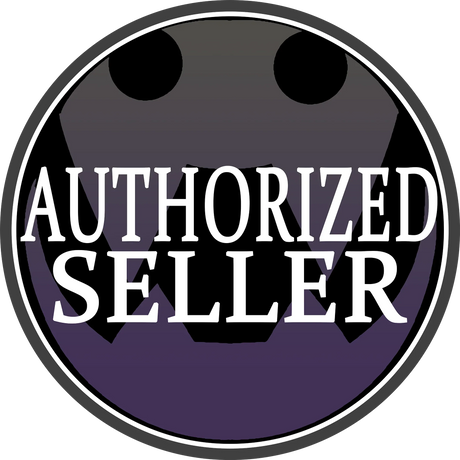 Authorized Seller badge with bold white text on dark gradient background