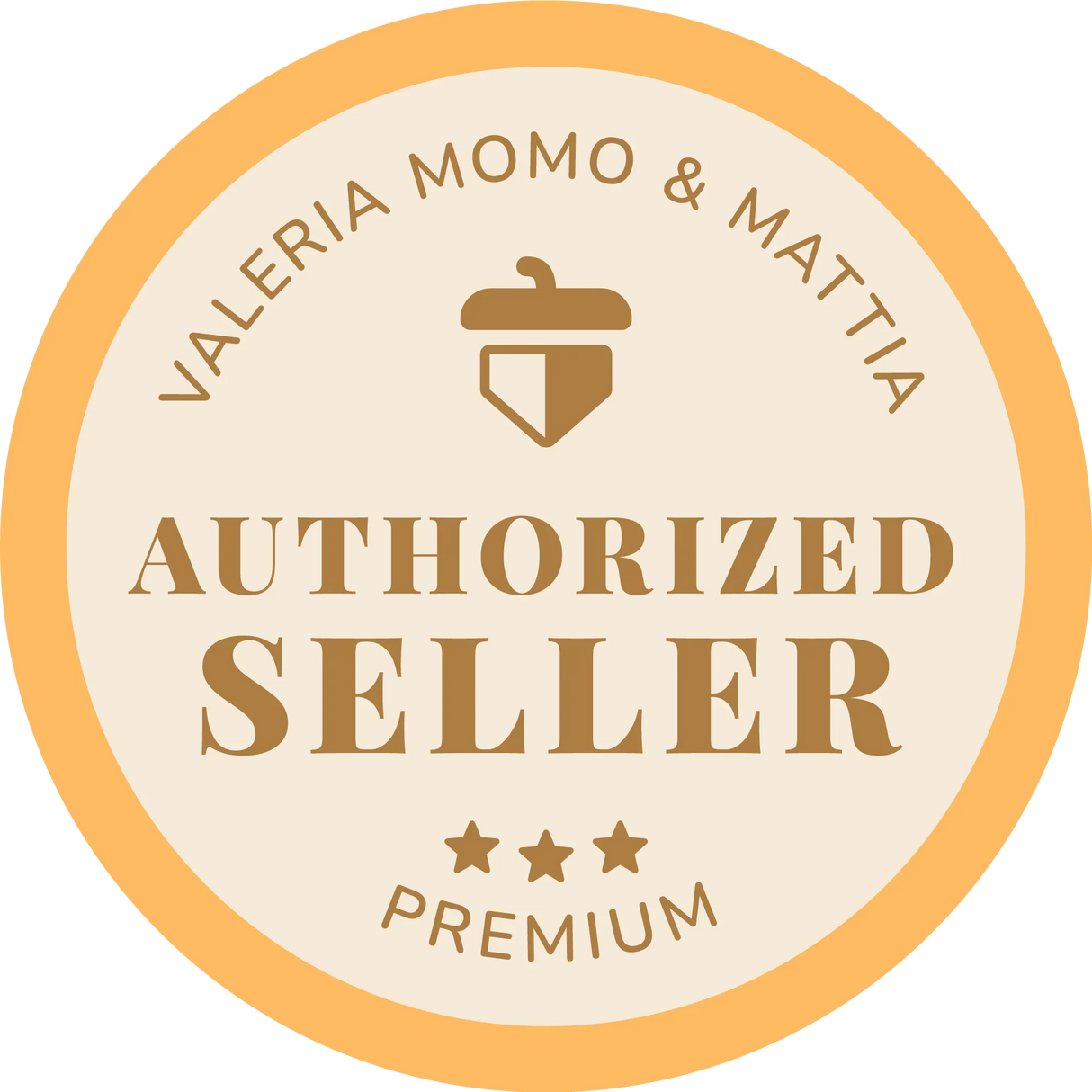Valeria Momo & Mattia authorized seller badge with premium 3-star rating