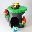 3D printed dinosaur sensory toy set with colorful dinosaurs and cave playhouse