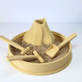 3D printed volcano sensory sand tray with rakes and scoop for kids