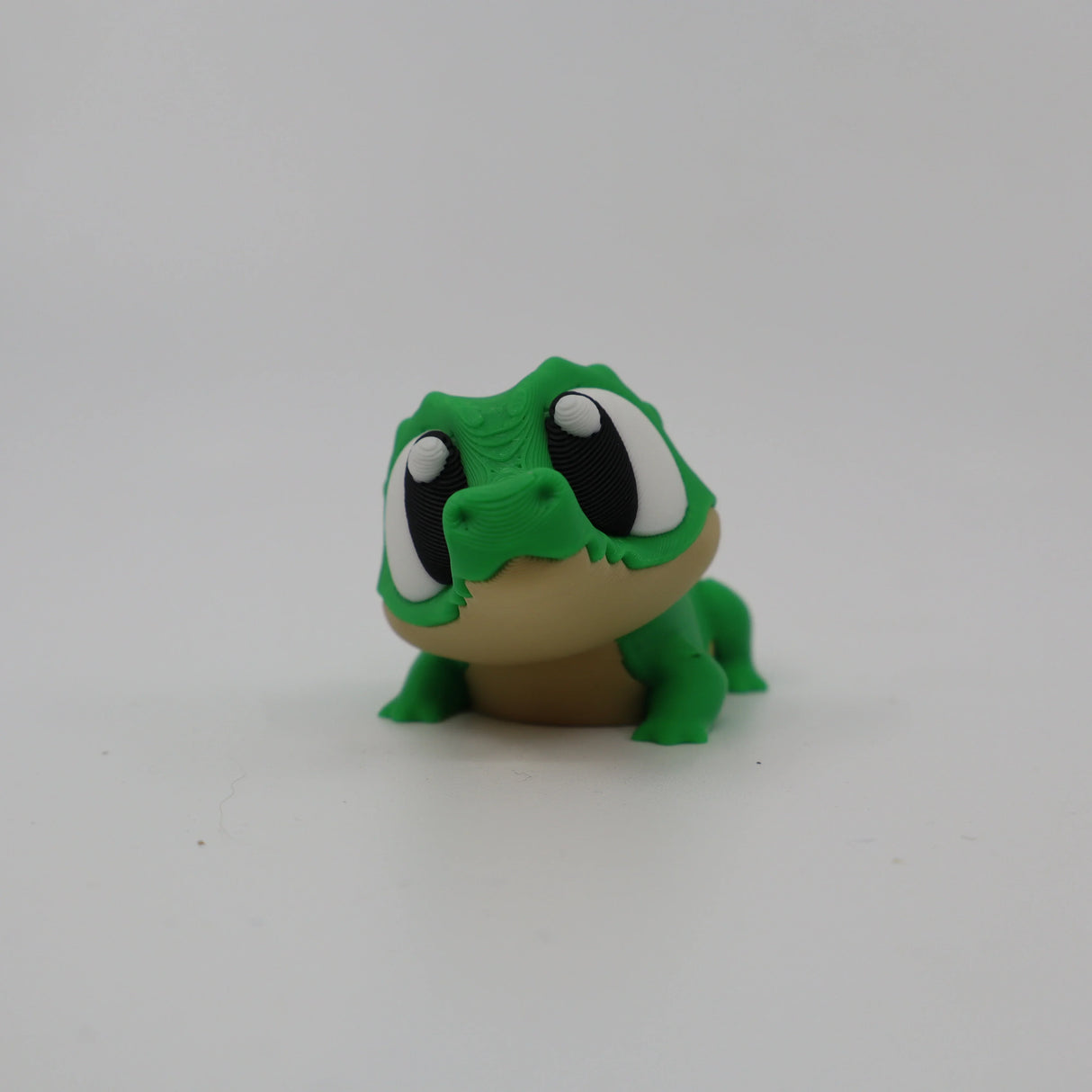 Green 3D printed fidget frog toy for sensory play and education