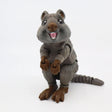 3D printed brown quokka sensory toy with articulated limbs and smiling face on white background.