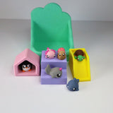 Colorful 3D printed sensory animal toys on playground sets for children