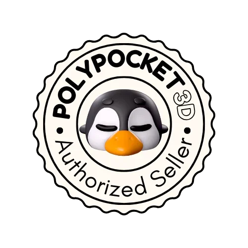 PolyPocket 3D Authorized Seller badge with penguin design