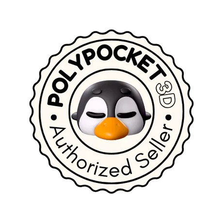 PolyPocket 3D Authorized Seller badge with cute penguin logo