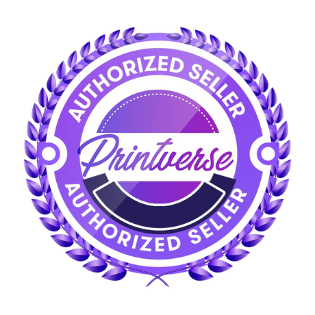 Printverse Authorized Seller badge with purple laurel wreath design