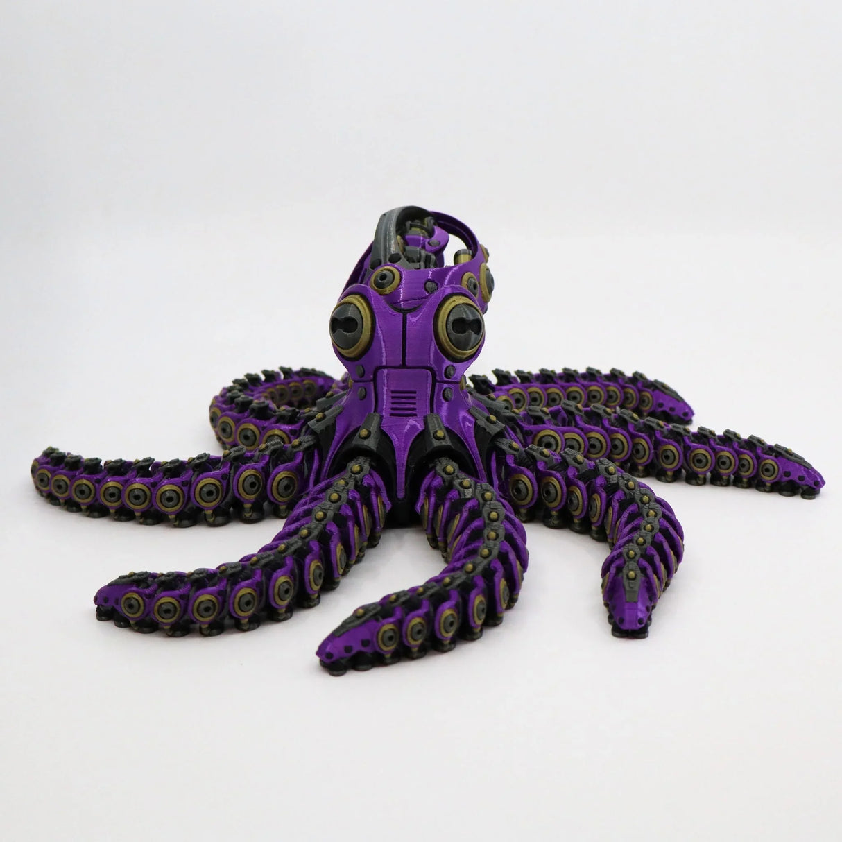 Purple 3D printed mechanical octopus fidget toy with articulated tentacles for sensory play