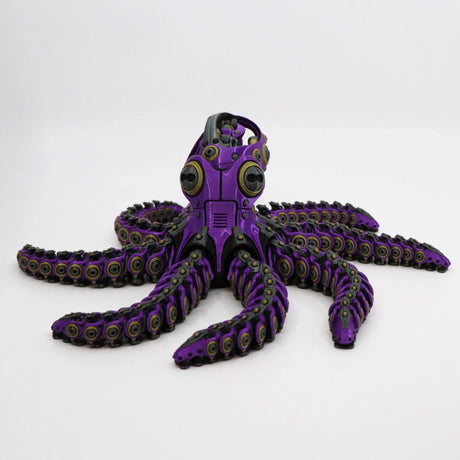 Purple 3D printed mechanical octopus fidget toy with articulated tentacles for sensory play