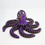Purple 3D printed mechanical octopus fidget toy with articulated tentacles for sensory play