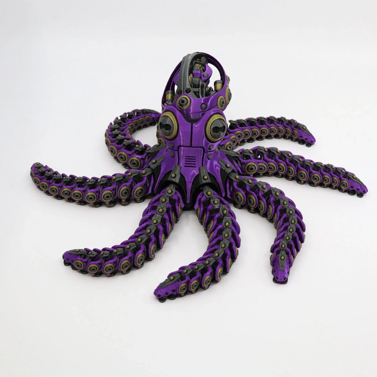 Purple 3D printed mechanical octopus fidget toy with articulated tentacles for sensory play