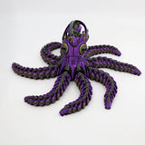 Purple 3D printed mechanical octopus fidget toy with articulated tentacles for sensory play