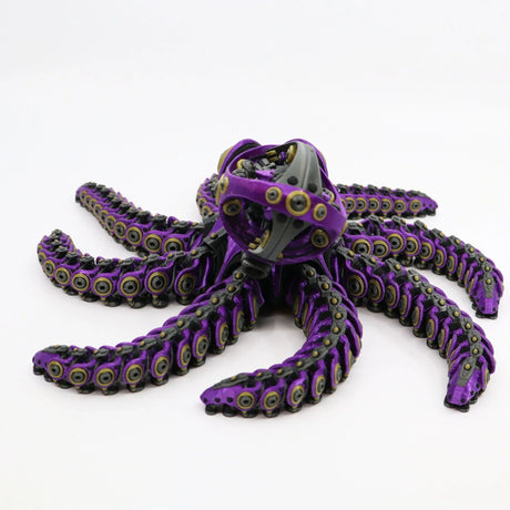 Purple 3D printed flexi octopus fidget toy with articulated tentacles for sensory play