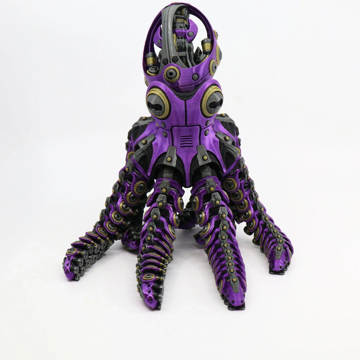Purple 3D printed mechanical octopus fidget toy with articulated tentacles for sensory play