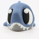 Cute blue 3D printed shark sensory toy with big eyes, perfect for sensory play