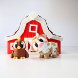 3D printed sensory toy barn with cute cow and chicken figurines for kids