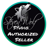 Steven Wolf Studio authorized seller badge with howling wolf logo