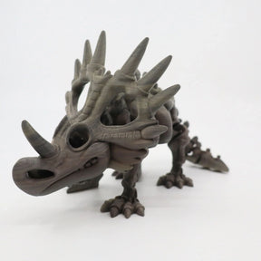 3D printed Styracosaurus dinosaur toy with detailed spikes, sensory stem educational figurine