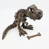 3D printed T-Rex dinosaur sensory toy with realistic bones on a white background
