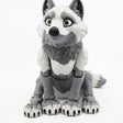 Cute gray and white 3D printed wolf toy, articulated sensory fidget for children
