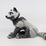 Gray and white 3D printed wolf sensory toy for kids on a white background