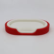 Red and white 3D printed sensory toy tray for children on white background