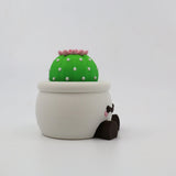 3D printed cactus fidget toy in white pot with panda face, sensory toy for kids