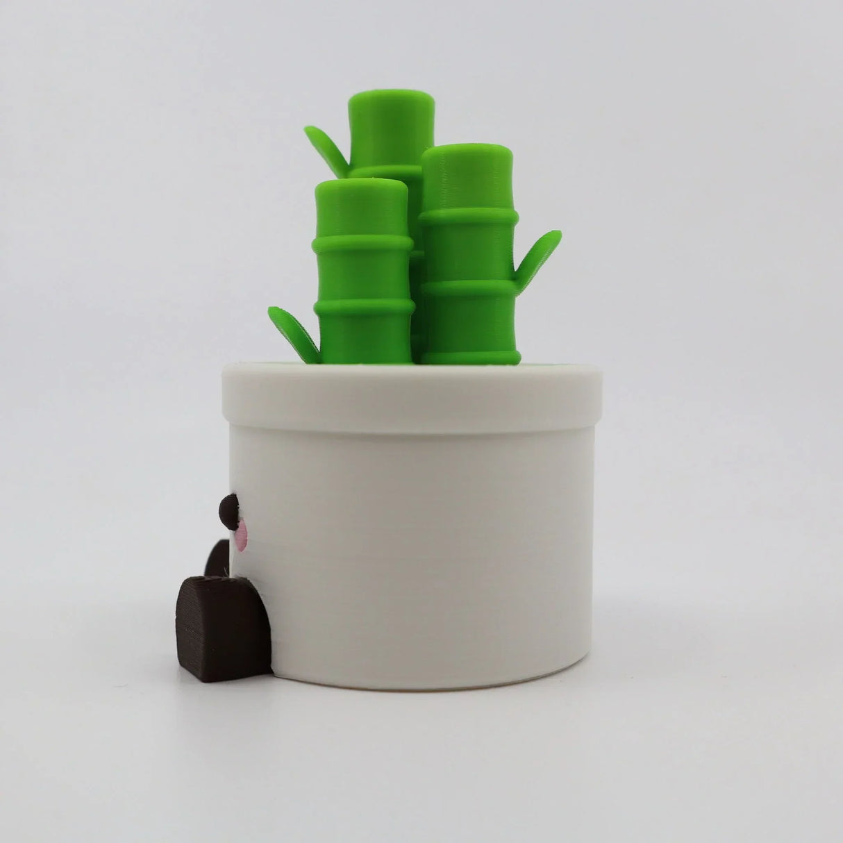 3D printed panda peeking from bamboo planter, sensory fidget toy for kids