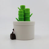 3D printed panda peeking from bamboo planter, sensory fidget toy for kids