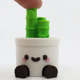 Cute 3D printed bamboo fidget toy in smiling pot, sensory-friendly design for kids