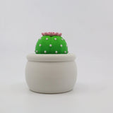 3D printed green cactus fidget toy with pink flower in white pot, sensory toy for kids