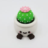 3D printed cactus fidget toy with pink flower in cute pot, sensory-friendly design for kids