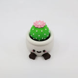 3D printed cactus fidget toy with pink flower in cute pot, sensory-friendly design for kids