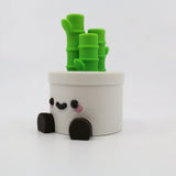 3D printed fidget toy with cute panda planter and green bamboo stalks for sensory play