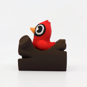 Red 3D printed cardinal bird in brown nest, sensory fidget toy for kids