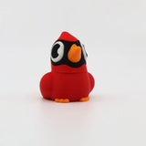 Red 3D printed cardinal fidget toy with orange beak and feet, sensory-friendly design for kids