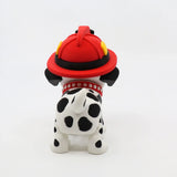 3D printed Dalmatian fidget toy with red firefighter helmet, sensory-friendly design for kids