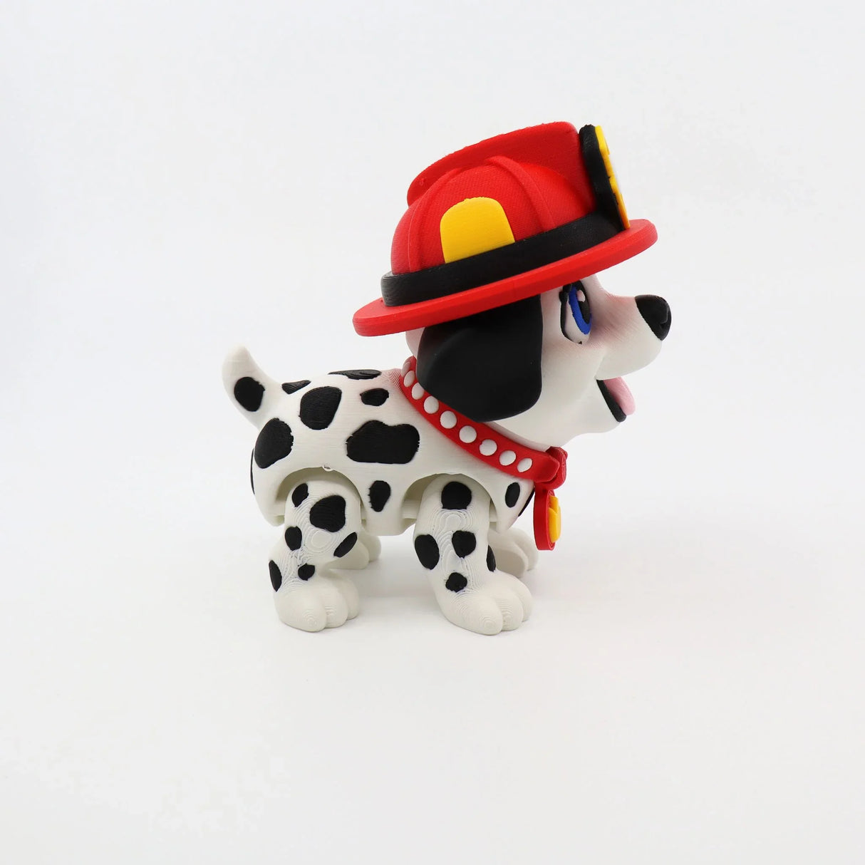 3D printed Dalmatian fidget toy in firefighter hat, sensory-friendly educational tool for kids