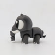 Gray 3D printed elephant sensory toy with white accents on a plain white background