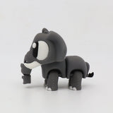 Gray 3D printed elephant sensory toy with white accents on a plain white background