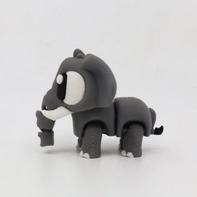 Gray 3D printed elephant sensory toy with white accents on a plain white background