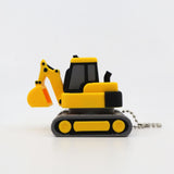 3D printed yellow excavator fidget toy with chain, sensory-friendly construction vehicle for kids