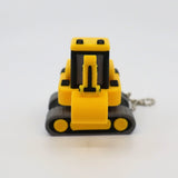 Yellow 3D printed excavator fidget toy with keychain, sensory-friendly construction vehicle for kids