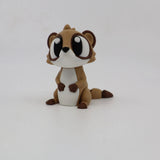 Cute brown and white 3D printed animal sensory toy with large eyes on white background