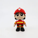 3D printed firefighter toy for sensory play, educational fidget with bold red and yellow details
