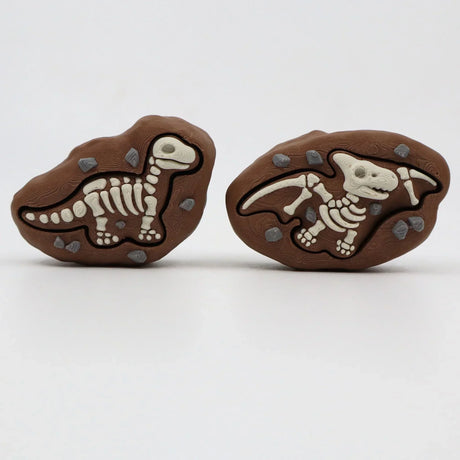 3D printed dinosaur skeleton sensory toys in brown rock design