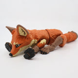 3D printed flexible fox sensory toy with jointed limbs on a white background