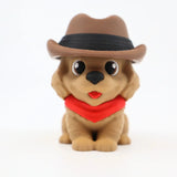 3D printed dog fidget toy with cowboy hat and red bandana, sensory-friendly design for kids